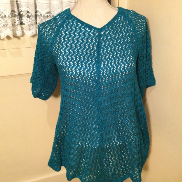 ‘Teal knitted short sleeve sweater by Faded Glory - Picture 8 of 8